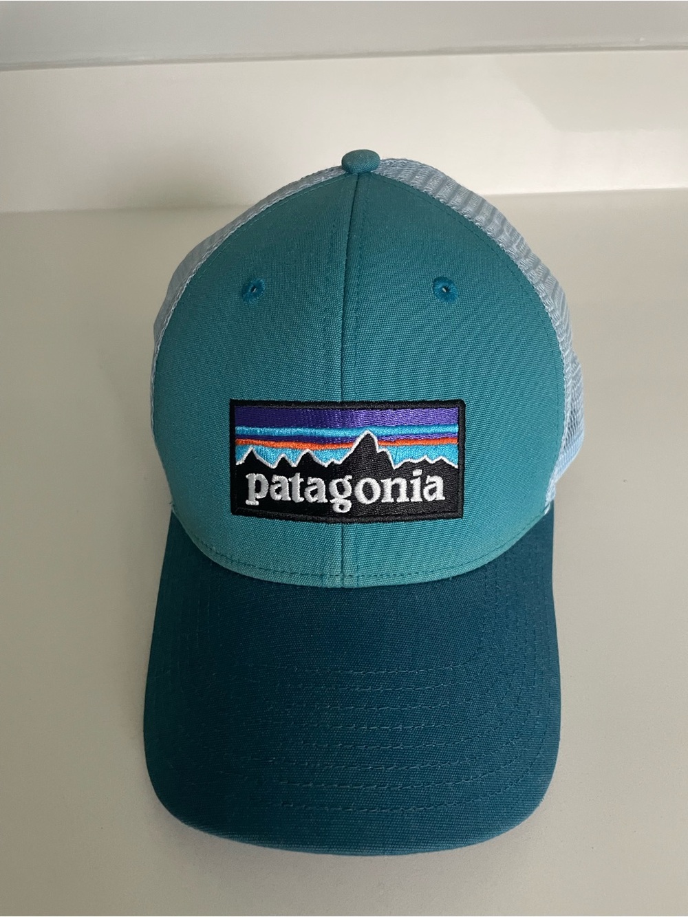 Patagonia Teal & Dark Teal Logo Mesh Trucker Hat